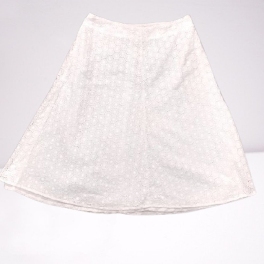 CURRENT Lined Eyelet A Line Midi Skirt